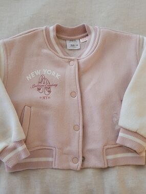 Zara Soft Pink Toddler Jacket with Cream Trim
